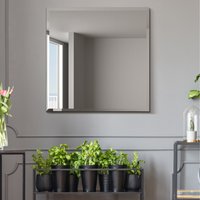 Moderni All Glass Frameless Bevelled Square Wall Mirror - Black