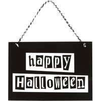 Happy Halloween Hanging Sign - Black, White