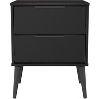 Hong Kong B Ready Assembled 2 Drawer Bedside Cabinet - Black Matt