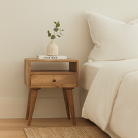 Solid Wood Modern Bedside with Open Slot - Brown