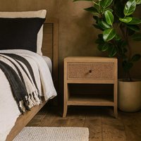 Argentina Rattan Bedside Table 1 Drawer and Open Shelf - Brown