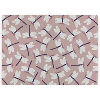 Dragonflies Worktop Protector - Large Textured Glass Chopping Board - Pink
