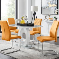 Giovani Grey Glass Dining Table With Four Lorenzo Chair Set - Yellow
