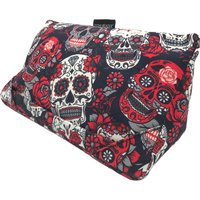 i-Pad Cushion Tablet Pillow- Skulls and Roses - Red