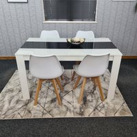 Kitchen Set of 4 Dining table and 4 White Tulip Chairs - Black White