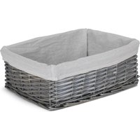 Antique Wash Wicker Storage Basket with Lining - Brown Grey / 43cm / 0.6kg