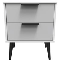 Hong Kong Ready Assembled 2 Drawer Bedside Cabinet - Grey Matt & White