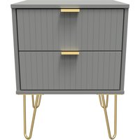 Linear Ready Assembled 2 Drawer Bedside Cabinet - Dusk Grey
