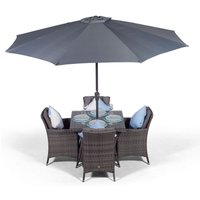 Savannah Square Rattan Patio Dining Set - Grey / 4