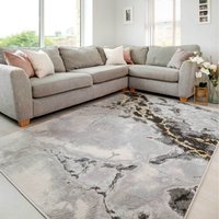 Metallic Modern Textured Marble Area Rug - Grey / 170 x 120cm