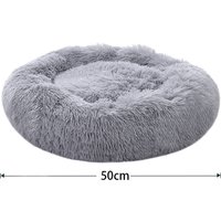 Fluffy Donut Pet Bed with Soft Plush - Light Grey / 50cm / 0.7kg