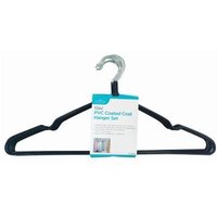 Ashley PVC-Coated Coat Hangers - Black - Pack of 10 - Black