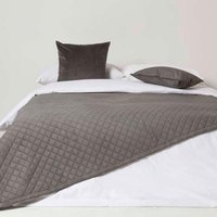 Homescapes Diamond Quilted Velvet Bed Throw - Grey