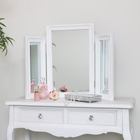 Ornate Vintage Triple Dressing Table Mirror - White