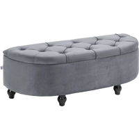 Upholstered Half Circle Wooden Ottoman Bench Seat With Storage - Dark Grey