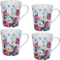 Set of 4 Mikasa Clovelly Porcelain 330ml Nautical Striple Conical Mugs - Mixed / 330mll