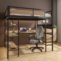 XR Living Denver High Sleeper with App Controlled LED Lighting - Oak /Black / Double