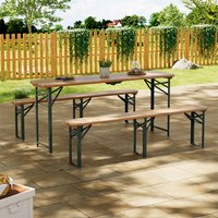 Outdoor Wooden Foldable Table and Bench Set - Light Brown / 1 table, 2 bench / 8 / 177cm