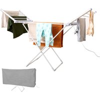 Winged Heated Clothes Airer with Cover - White