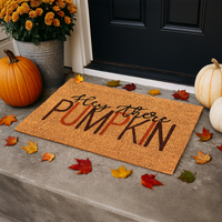 Pumpkin Door Mat - Brown,Black / Hey There Pumpkin