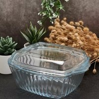 Glass Casserole Dish with Lid - Clear / 19cm / 1.45kg