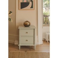 Cromwell Bedside Table with Bobbin Design - Pale Olive
