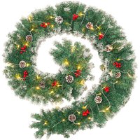 Frosted Foliage Pine Cone and Berry Christmas Garland - Green
