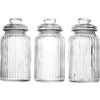 Vintage Airtight Glass Jars 1300ml - Set of 3 - Clear