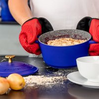 MasterClass 2.5L Cast Aluminium Casserole Dish with Lid, Electric Blue, 20cm - Electric Blue