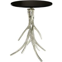 Antler Round Side Table with Black Marble Top - Black