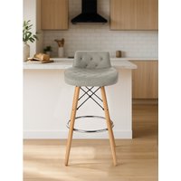 Stockholm Grey Leather Effect Seat Bar Stool - Grey