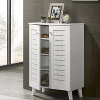 Modern Shoe Storage Cabinet 2 Doors Footwear Stand Rack Unit Cupboard - White