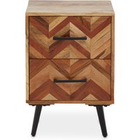 Boho Two Drawer Bedside Table in Mango Wood - Black