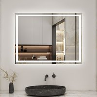 Bathroom LED Mirror with Socket Bluetooth Speaker - White / 8.8kg / 70cm