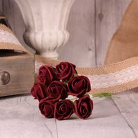 Bunch of 8 Foam Tea Rose Buds - Burgundy