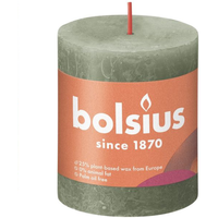 Fresh Olive Bolsius Rustic Shine Pillar Candle (80mm x 68mm) - Olive Green