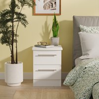 Sherwood Ready Assembled 2 Drawer Bedside Cabinet - White Matt