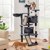 Yaheetech 146cm Plush Cat Tree - Dark Grey