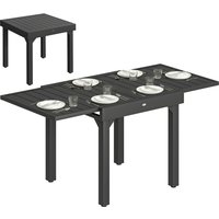 Outsunny Expandable Patio Table for 4-6 People with Slatted Top - Black