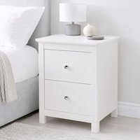 Nairn 2 Drawer White Bedside Cabinet Storage Unit - White