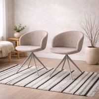 Valley Boucle Swivel Dining Chair with Spiral Steel Base - Neutral