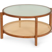 Wooden Rattan Accent Center Table