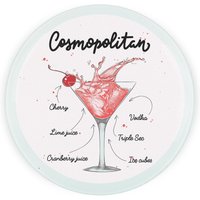 Cosmopolitan Cocktail Round Worktop Protector - Textured Glass Chopping Board - Pink