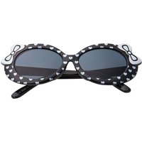 Girls Retro Bow Heart Glasses - Black