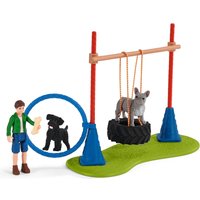 SCHLEICH Farm World Puppy Agility Training Toy Figure Set - Black