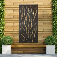 MirrorOutlet Amarelle Extra Large Metal Flame design Garden screen 180cm X 90cm - Black