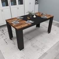 Destina Home, Farelle 160 cm 6 Person Dining Table - Light Walnut - Black Destina Home, Farelle 160 cm 6 Person Dining Table - Light Walnut - Black