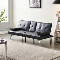 Westwood, WestWood Faux Leather Manhattan Sofa Bed - Black Westwood, WestWood Faux Leather Manhattan Sofa Bed - Black