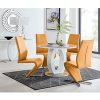 Giovani Round Grey Large 120cm Table 4 Willow Chairs Set - Mustard