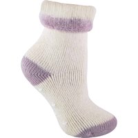 Alpaca Wool Blend Thermal Slipper Bed Socks with Grippers - Purple